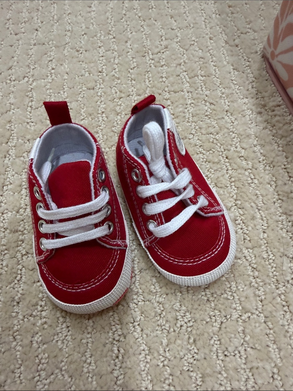 Kids Red Canvas Lace-Up Sneakers